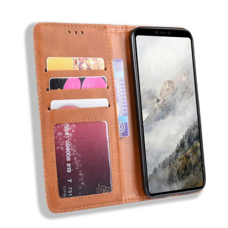 Flip Kotelot Google Pixel 4 XL Granatowy Czarny Stylizowany Efekt Skóry W Stylu Vintage Etui Ochronne