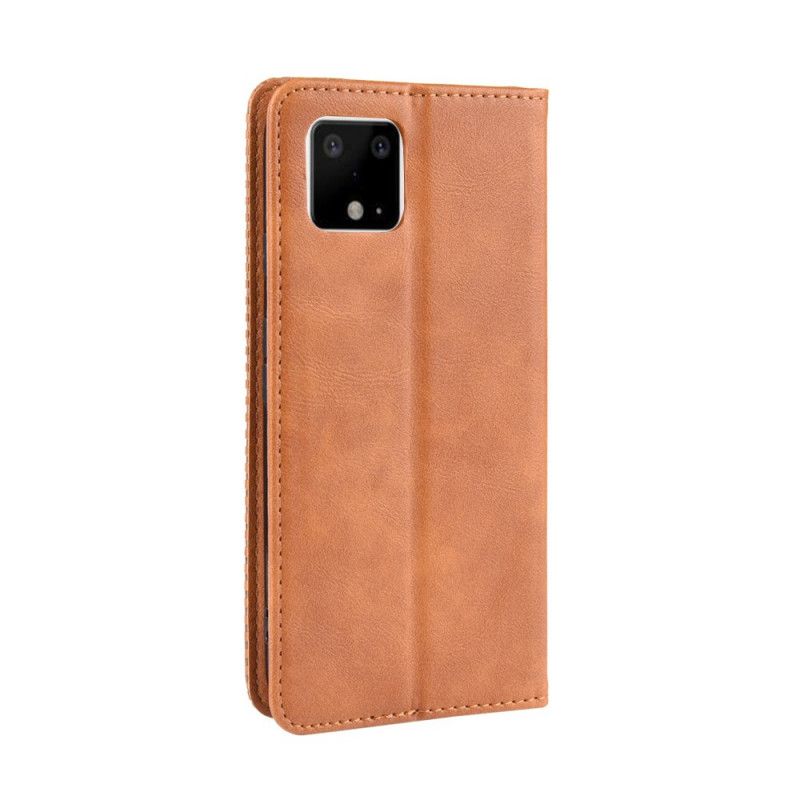 Flip Kotelot Google Pixel 4 XL Granatowy Czarny Stylizowany Efekt Skóry W Stylu Vintage Etui Ochronne