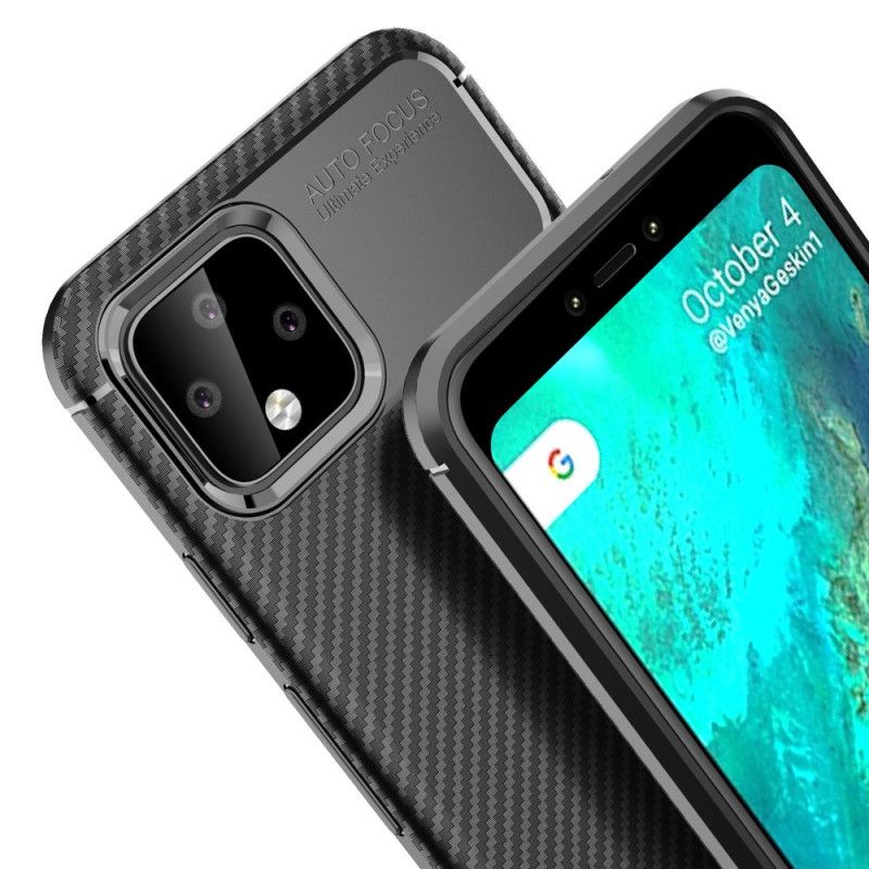 Futerały Google Pixel 4 XL Granatowy Czarny Elastyczna Tekstura Włókna Węglowego