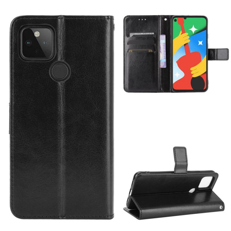 Etui Folio Google Pixel 4A 5G Czerwony Czarny Efektowna Sztuczna Skóra Etui Ochronne