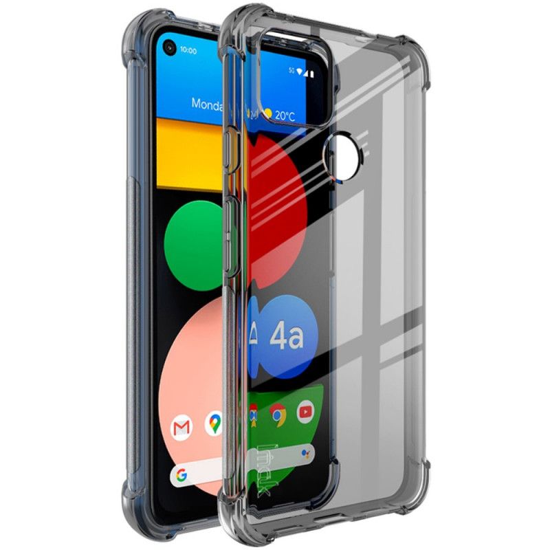 Etui Google Pixel 4A 5G Przezroczysty Szary Przezroczysty Jedwabisty Imak Etui Ochronne