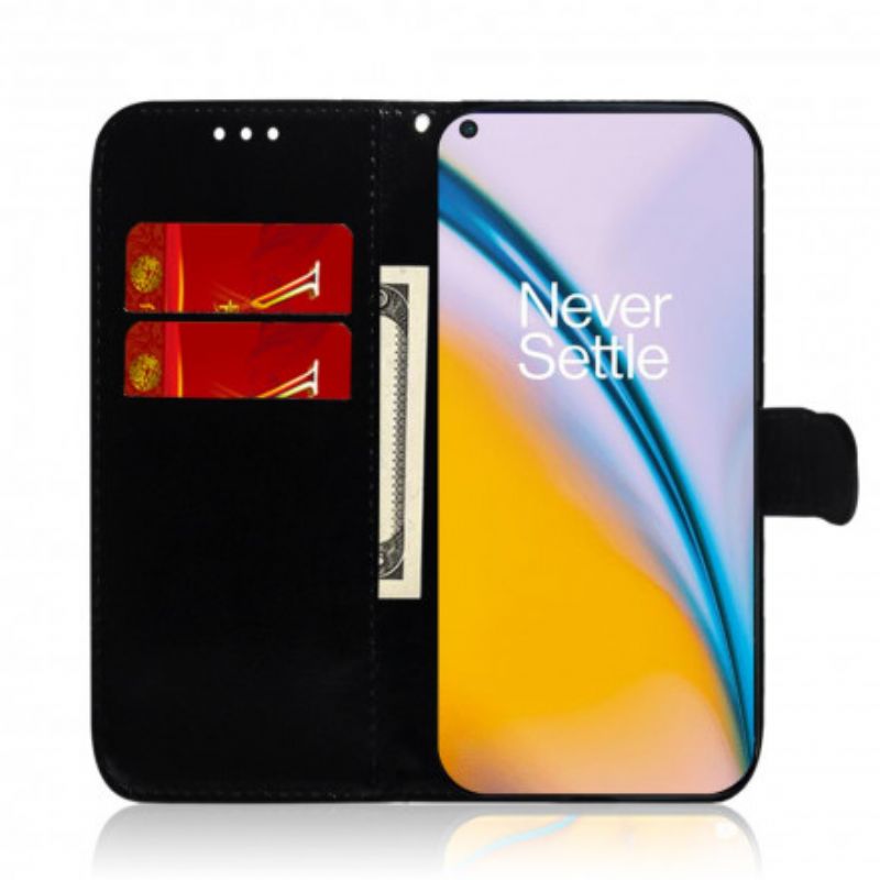 Etui Folio Do Oneplus Nord 2 5g Sztuczna Skórzana Osłona Lusterek