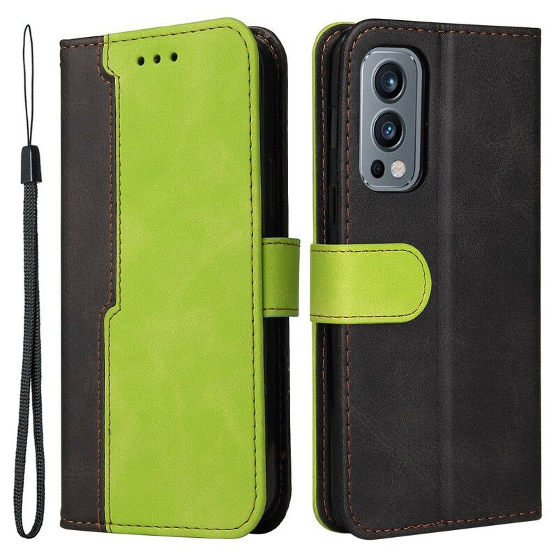 Etui Folio Oneplus Nord 2 5g Dwukolorowa Sztuczna Skóra Etui Ochronne