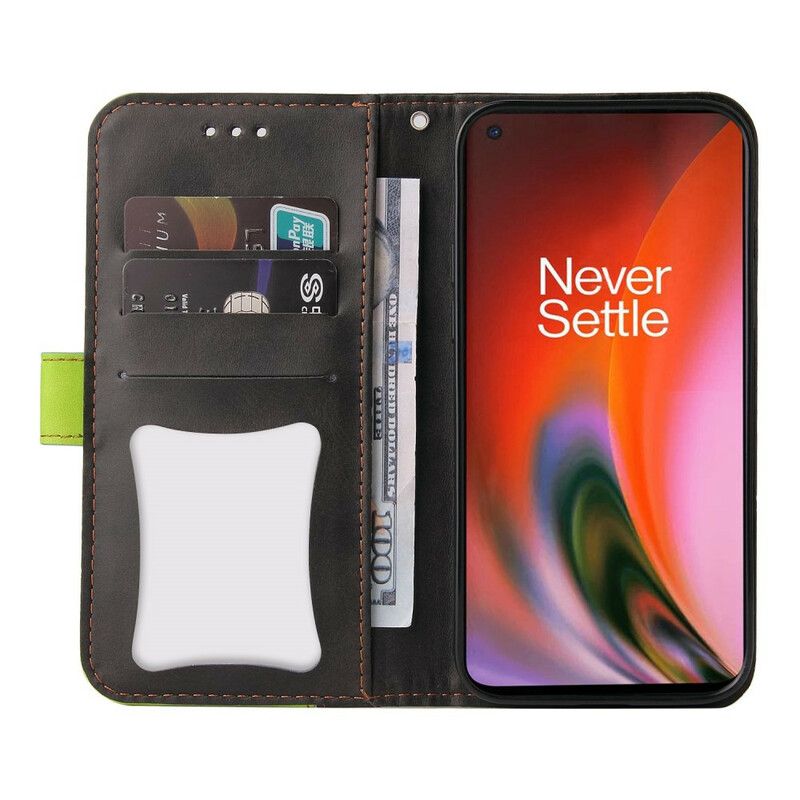 Etui Folio Oneplus Nord 2 5g Dwukolorowa Sztuczna Skóra Etui Ochronne