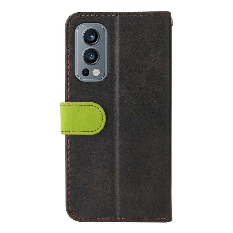 Etui Folio Oneplus Nord 2 5g Dwukolorowa Sztuczna Skóra Etui Ochronne