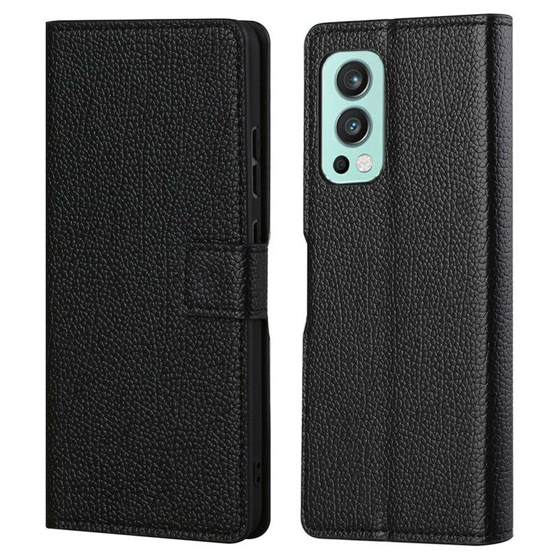 Etui Folio Oneplus Nord 2 5g Liczi Efekt Skóry Zbożowej