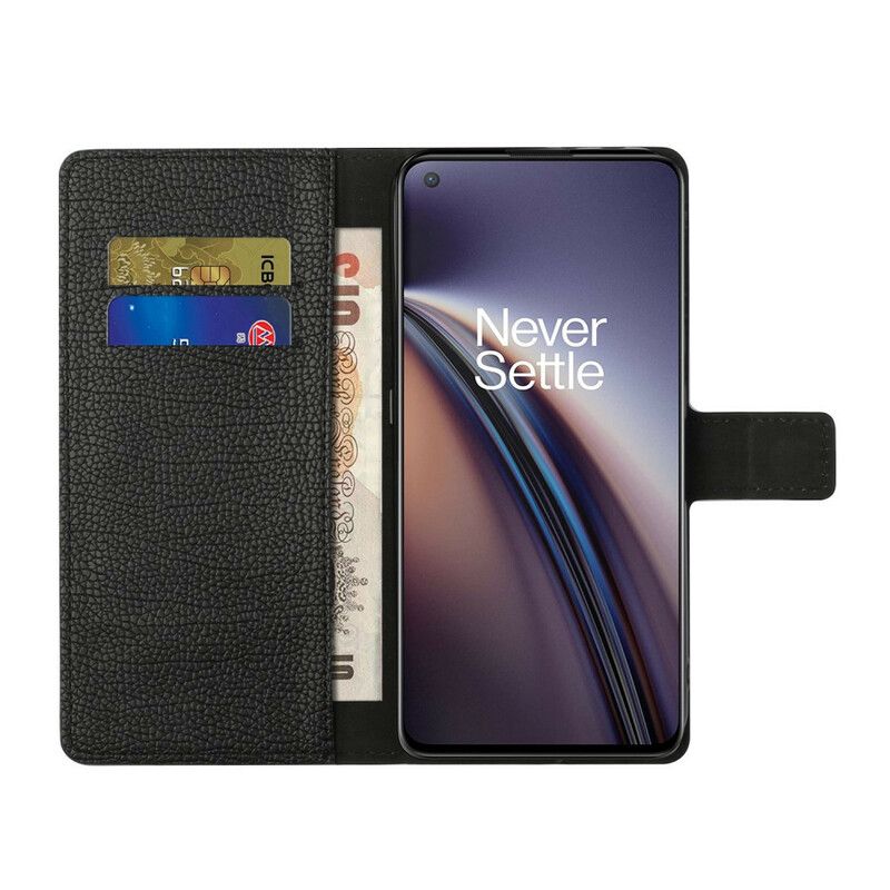 Etui Folio Oneplus Nord 2 5g Liczi Efekt Skóry Zbożowej