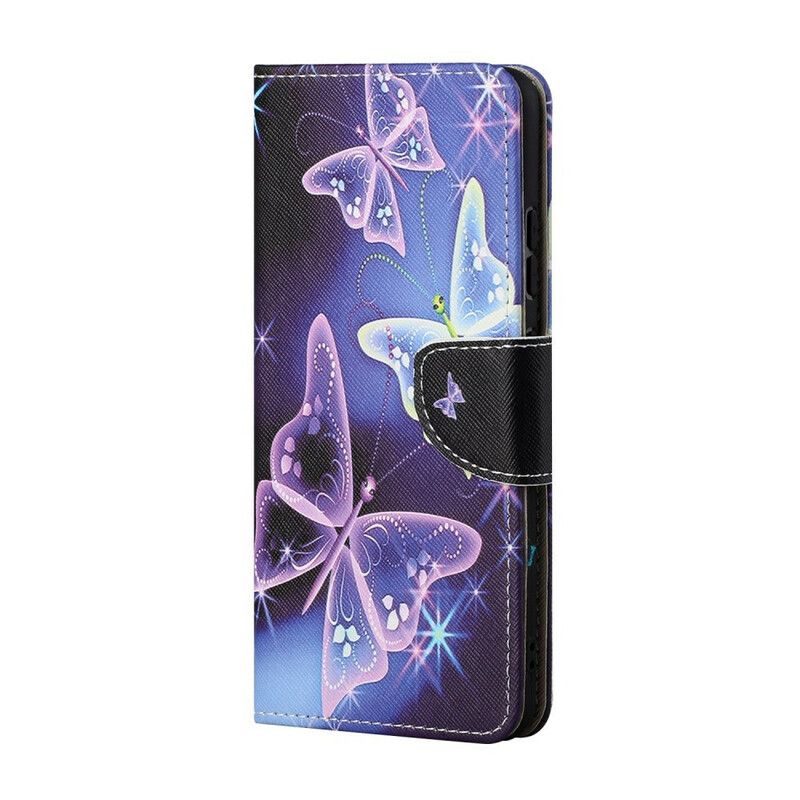 Etui Folio Oneplus Nord 2 5g Neonowe Motyle Etui Ochronne