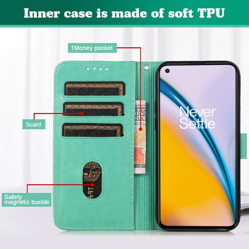 Etui Folio Oneplus Nord 2 5g Wzór W Kratkę Z Imitacji Skóry