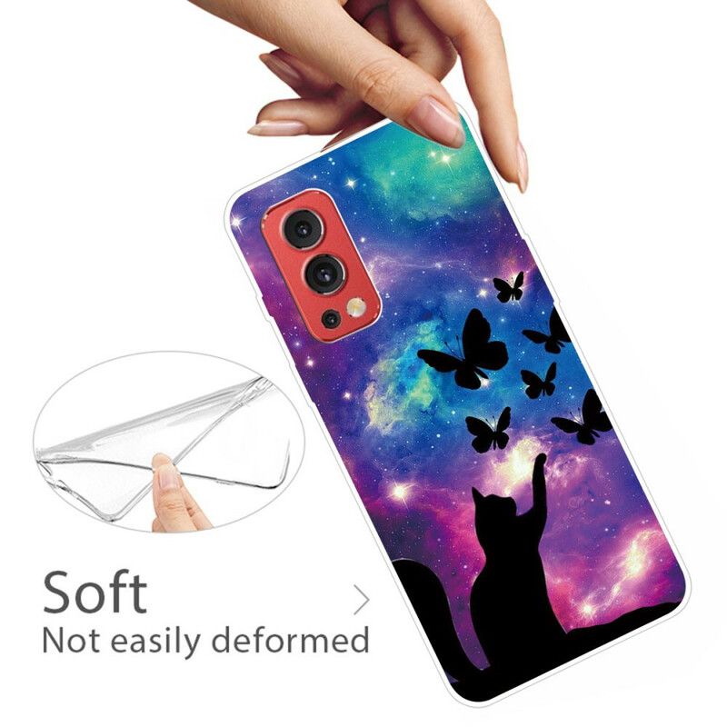 Etui Oneplus Nord 2 5g Kot I Motyle W Kosmosie Etui Ochronne