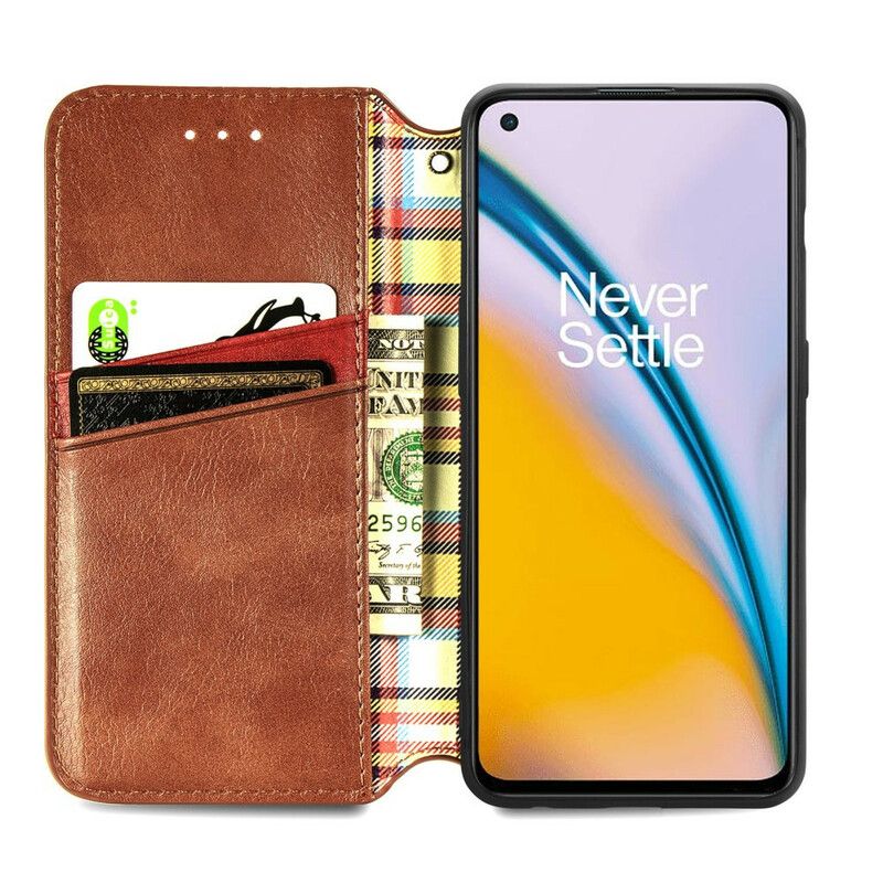 Flip Kotelot Oneplus Nord 2 5g Tekstura Diamentu Z Efektem Skóry Etui Ochronne