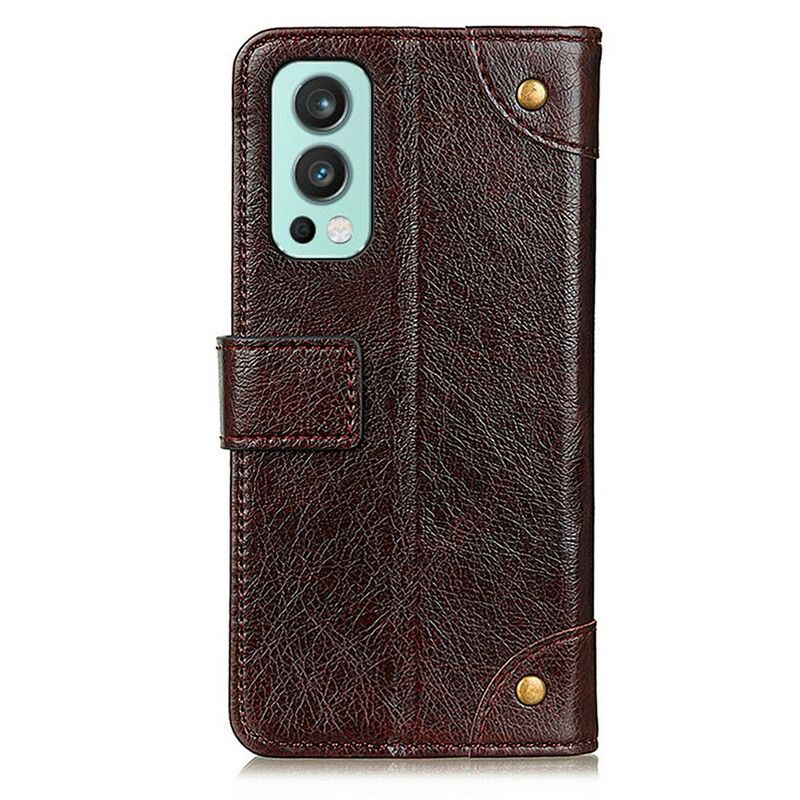 Skórzany Futerał Oneplus Nord 2 5g Etui Na Telefon Stylowe Nity Ze Skóry Nappa W Stylu Vintage