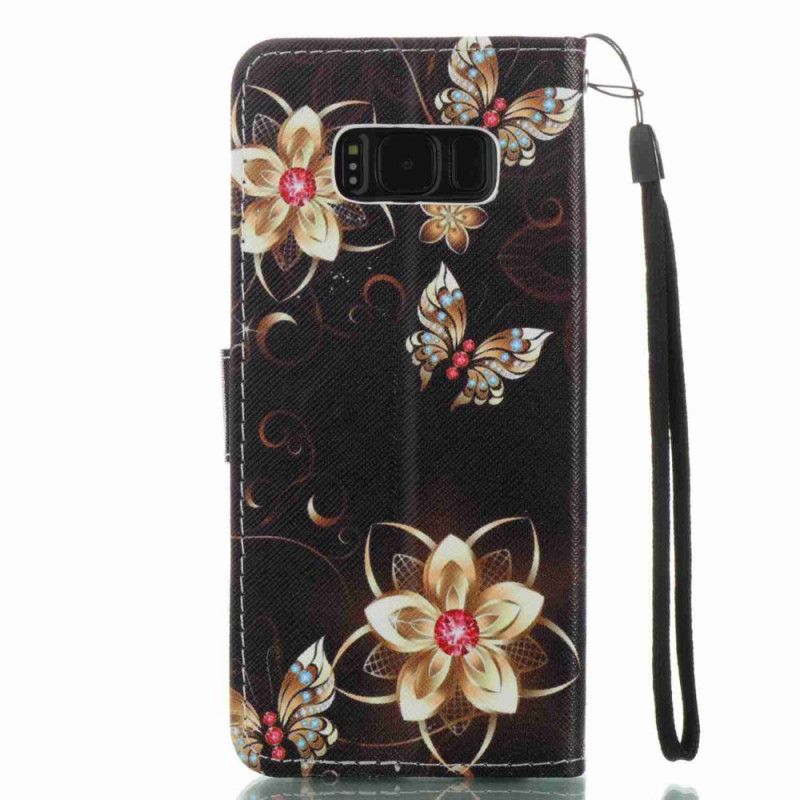 Etui Folio Samsung Galaxy S8 Motyle Na Czarnym Tle Etui Ochronne