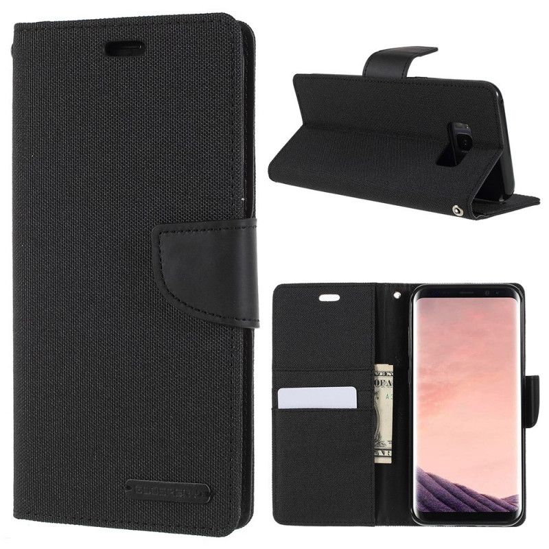 Etui Folio Samsung Galaxy S8 Szary Czarny Dwukolorowa Rtęciowa Tkanina Goospery