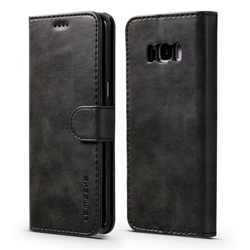 Etui Folio Samsung Galaxy S8 Szary Czarny Efekt Skóry Lc.Imeeke Etui Ochronne