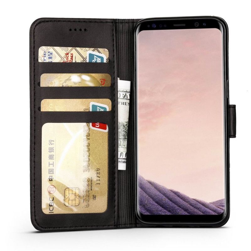 Etui Folio Samsung Galaxy S8 Szary Czarny Efekt Skóry Lc.Imeeke Etui Ochronne