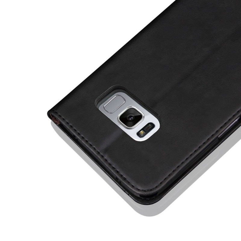 Flip Kotelot Samsung Galaxy S8 Czerwony Czarny Etui na Telefon Efekt Szytej Skóry