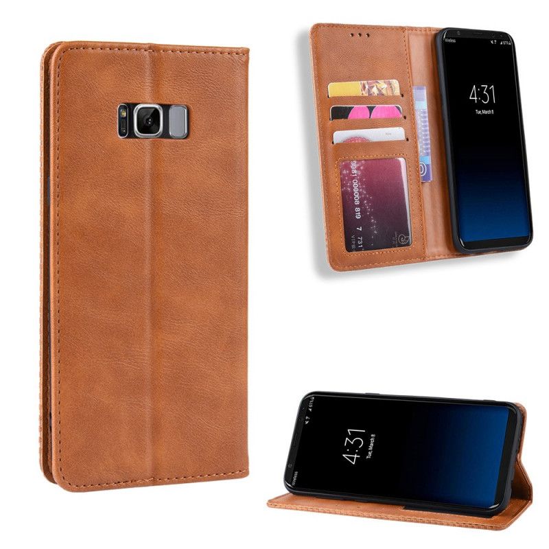 Flip Kotelot Samsung Galaxy S8 Czerwony Czarny Stylizowany Efekt Skóry W Stylu Vintage Etui Ochronne