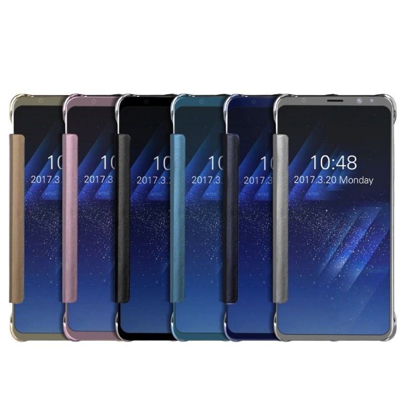 Flip Kotelot Samsung Galaxy S8 Srebrny Jasnoniebieski Lustro