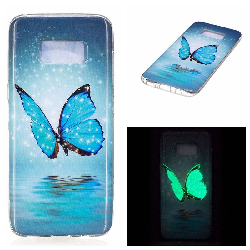 Futerały Samsung Galaxy S8 Etui na Telefon Fluorescencyjny Niebieski Motyl