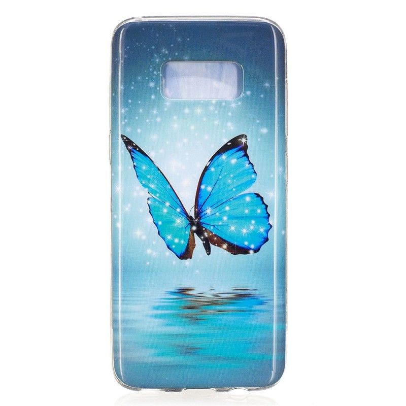 Futerały Samsung Galaxy S8 Etui na Telefon Fluorescencyjny Niebieski Motyl