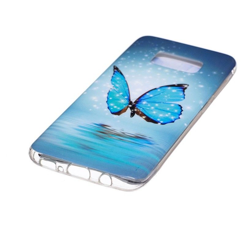 Futerały Samsung Galaxy S8 Etui na Telefon Fluorescencyjny Niebieski Motyl