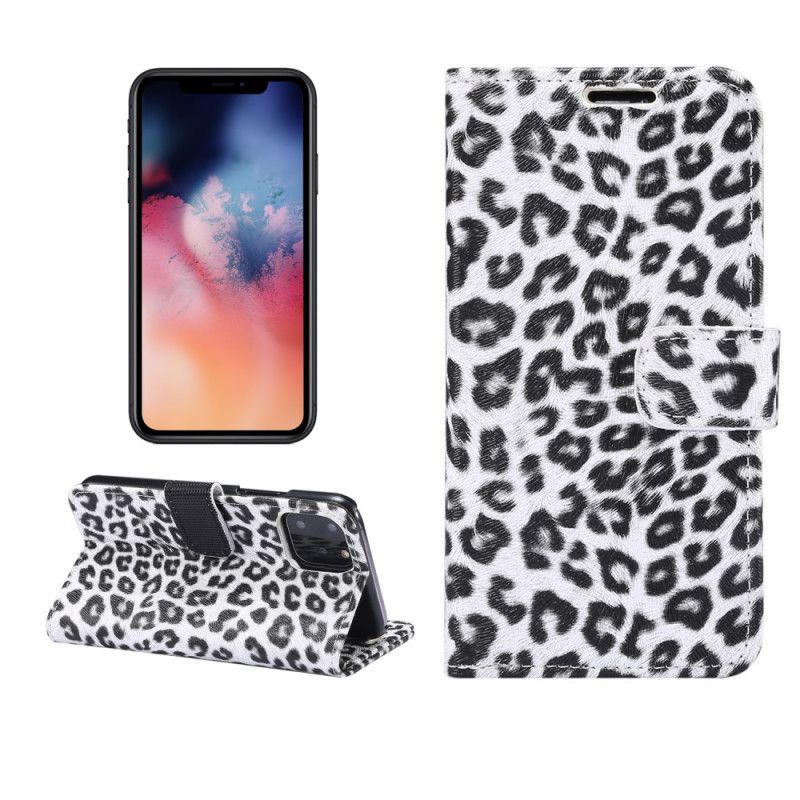 Etui Folio iPhone 11 Pro Brązowy Biały Lampart Etui Ochronne