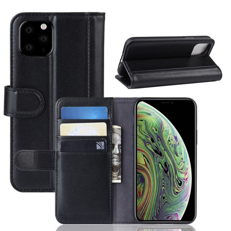 Etui Folio iPhone 11 Pro Brązowy Czarny Dwoina Skóry Etui Ochronne