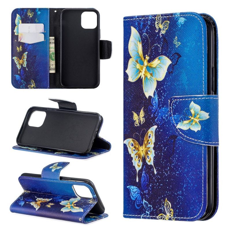 Etui Folio iPhone 11 Pro Ciemnoniebieski Niesamowite Motyle