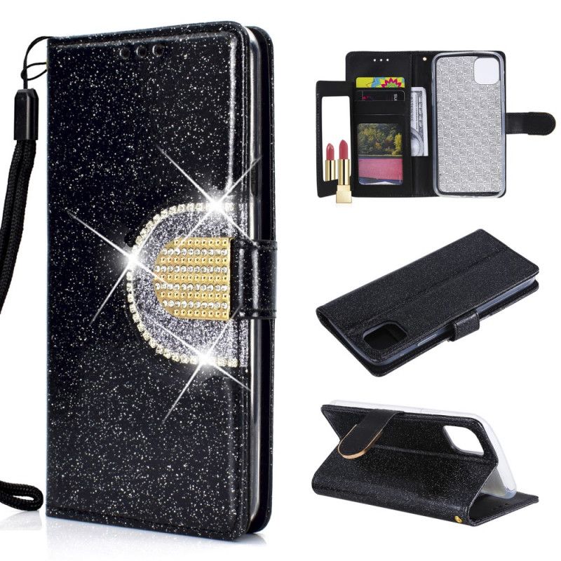 Etui Folio iPhone 11 Pro Czarny Cekiny I Diamenty Etui Ochronne