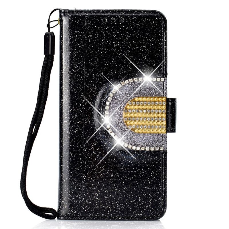 Etui Folio iPhone 11 Pro Czarny Cekiny I Diamenty Etui Ochronne