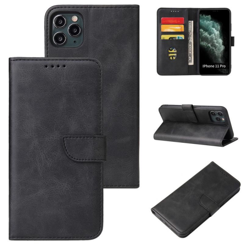 Etui Folio iPhone 11 Pro Czerwony Czarny Styl Vintage Ze Skóry