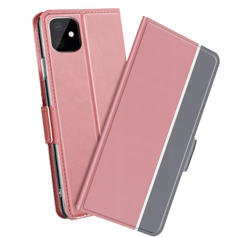 Etui Folio iPhone 11 Pro Granatowy Czarny Imitacja Skóry Pionowej Dwukolorowej Etui Ochronne