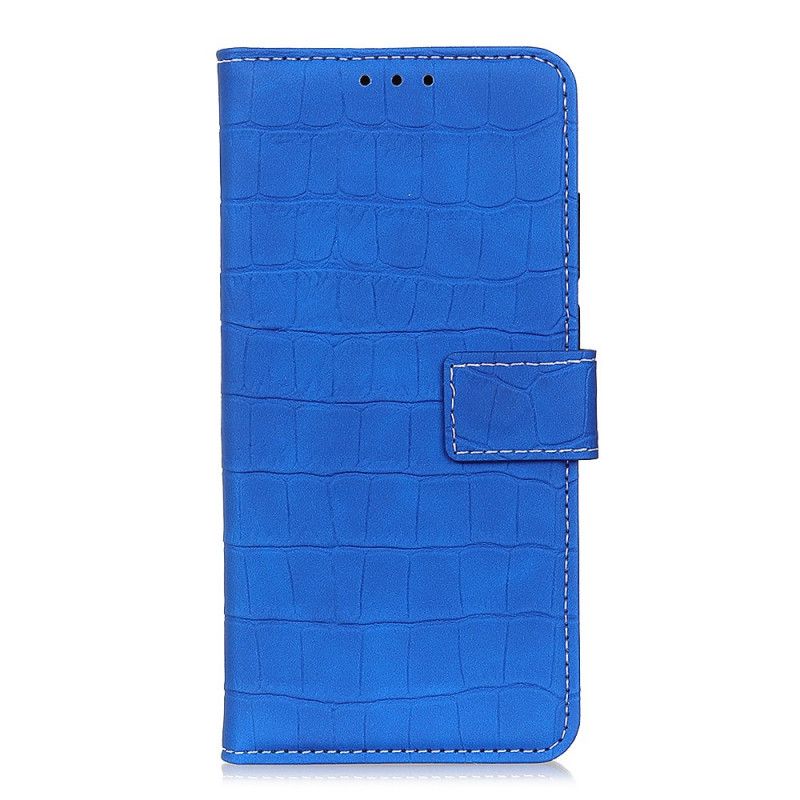 Etui Folio iPhone 11 Pro Jasnoniebieski Szwy Z Efektem Skóry Krokodyla