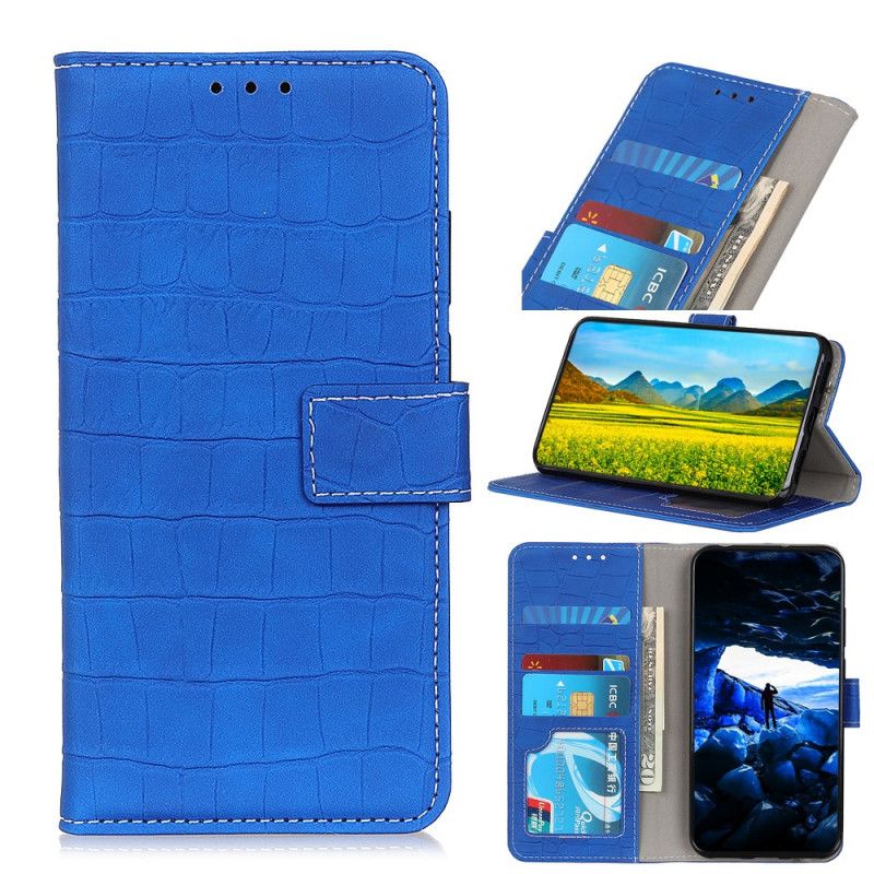 Etui Folio iPhone 11 Pro Jasnoniebieski Szwy Z Efektem Skóry Krokodyla