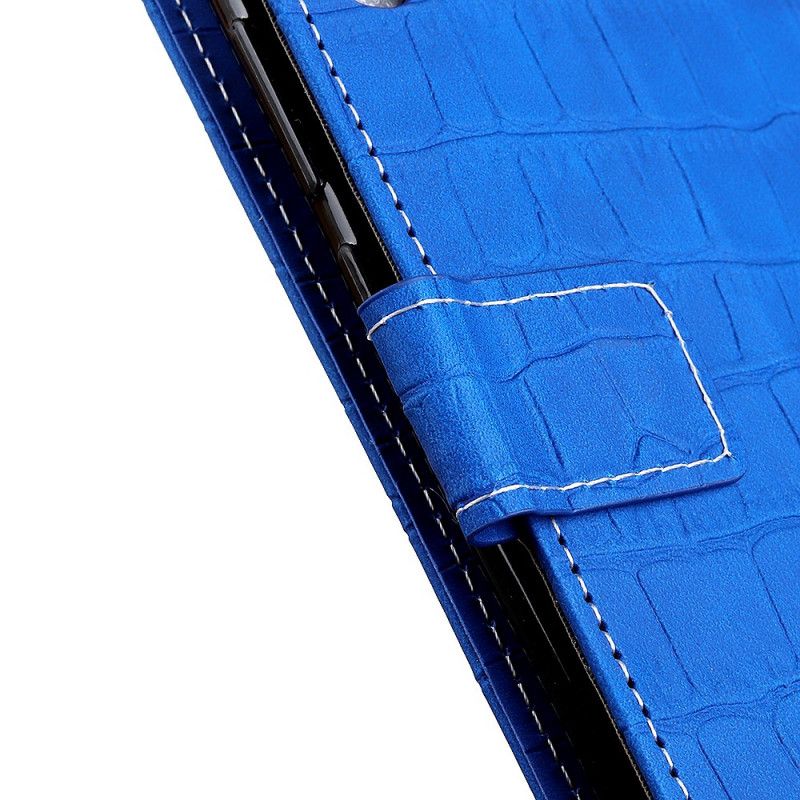 Etui Folio iPhone 11 Pro Jasnoniebieski Szwy Z Efektem Skóry Krokodyla