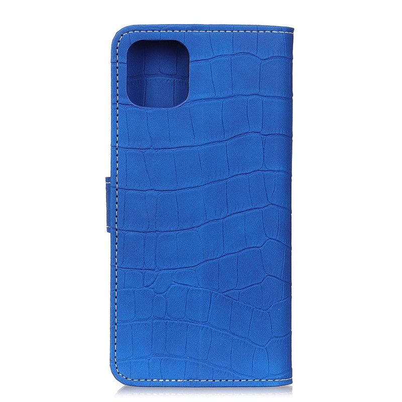 Etui Folio iPhone 11 Pro Jasnoniebieski Szwy Z Efektem Skóry Krokodyla