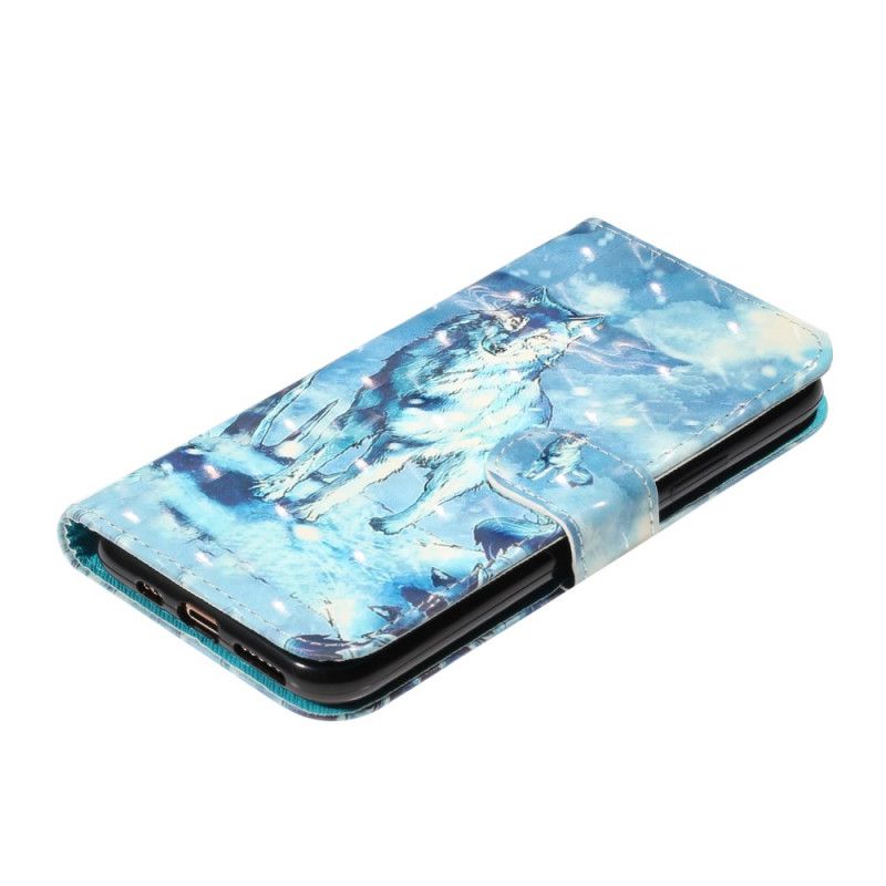 Etui Folio iPhone 11 Pro Plamki Światła Wilka Z Paskiem