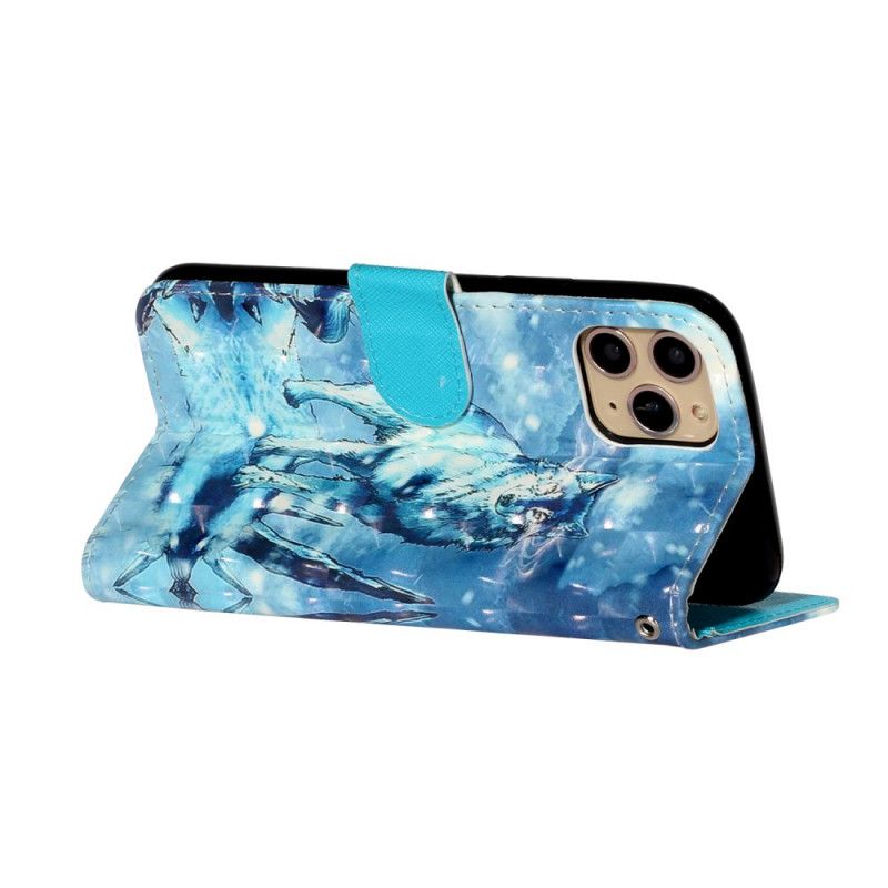 Etui Folio iPhone 11 Pro Plamki Światła Wilka Z Paskiem