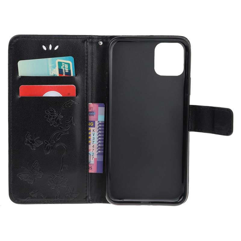 Etui Folio iPhone 11 Pro Różowe Złoto Stringi W Kwiaty Etui Ochronne