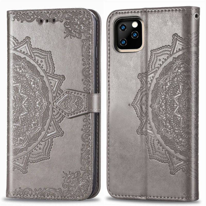 Etui Folio iPhone 11 Pro Szary Czarny Mandala W Średnim Wieku Etui Ochronne