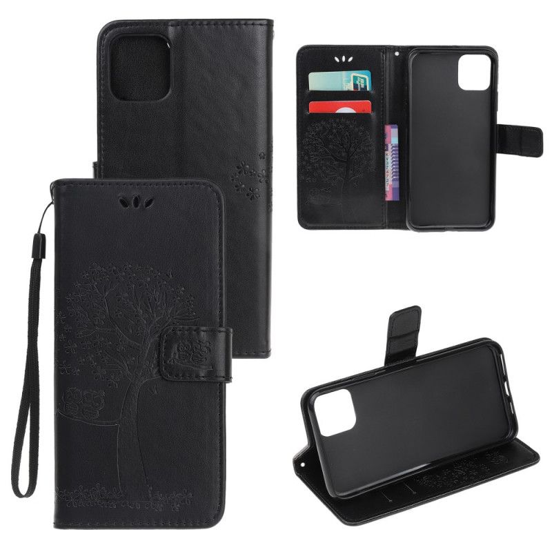 Etui Folio iPhone 11 Pro Szary Czarny Sowy Drzewne I Rzemieślnicze Etui Ochronne