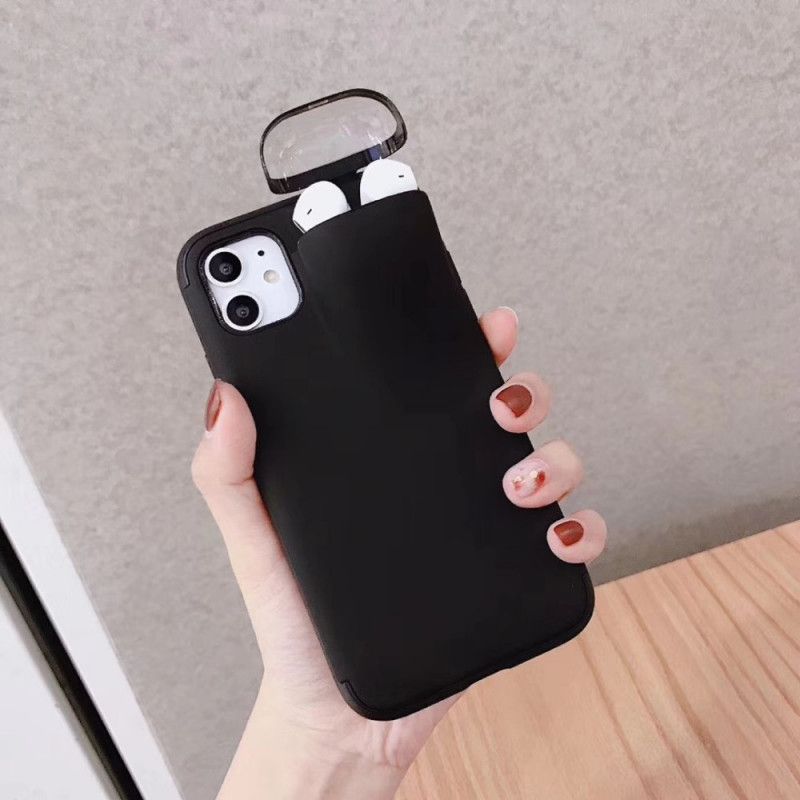 Etui iPhone 11 Pro Biały Czarny Obudowa Airpods 2 W 1 Etui Ochronne