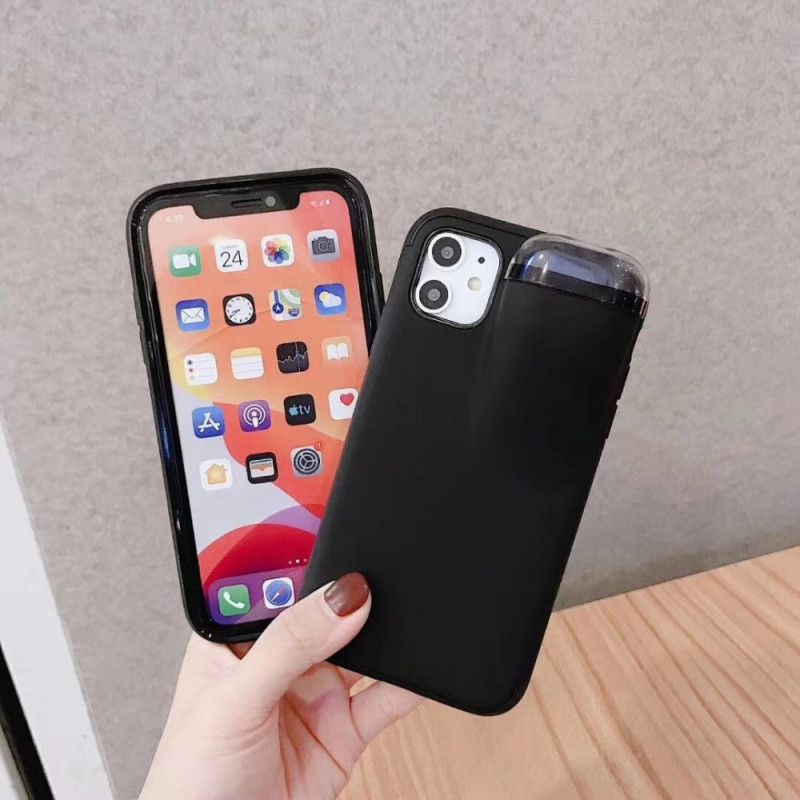 Etui iPhone 11 Pro Biały Czarny Obudowa Airpods 2 W 1 Etui Ochronne