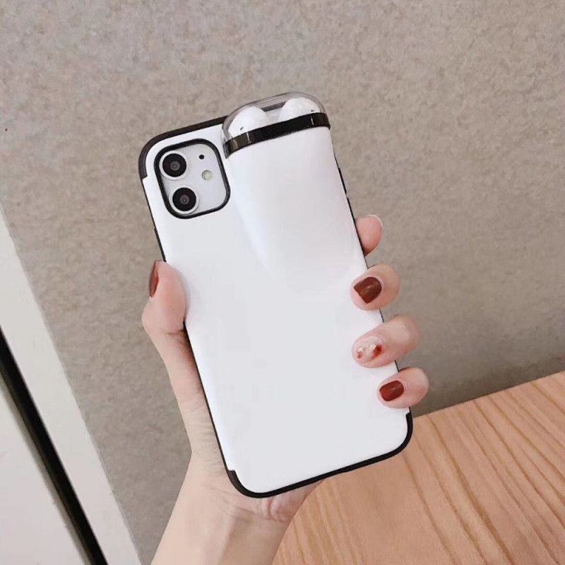 Etui iPhone 11 Pro Biały Czarny Obudowa Airpods 2 W 1 Etui Ochronne