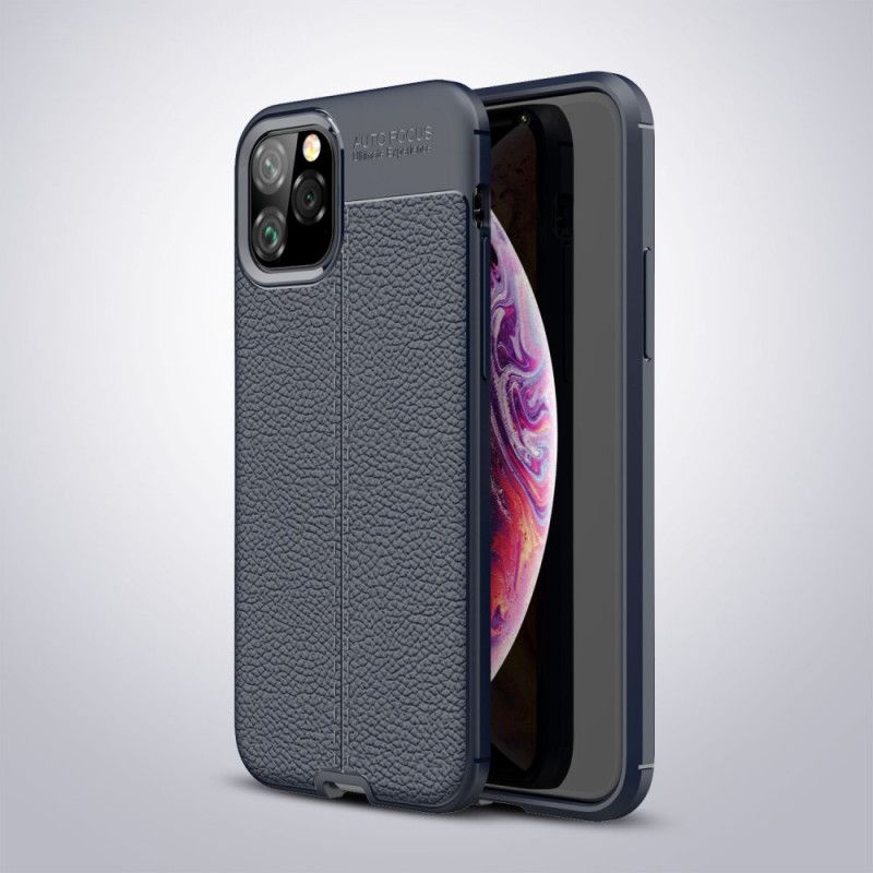 Etui iPhone 11 Pro Czerwony Czarny Efekt Skóry Z Podwójną Linią Liczi