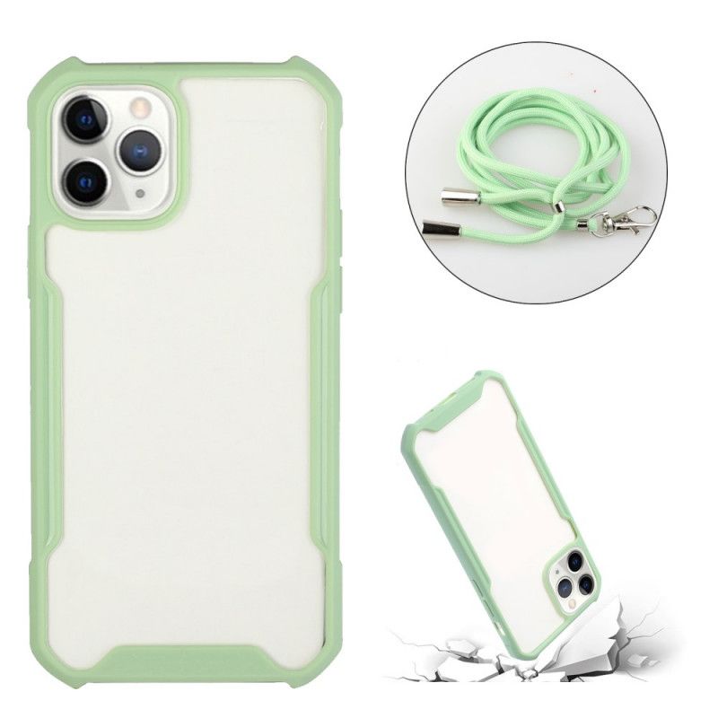 Etui iPhone 11 Pro Czerwony Czarny Hybryda Z Kolorowym Sznurkiem