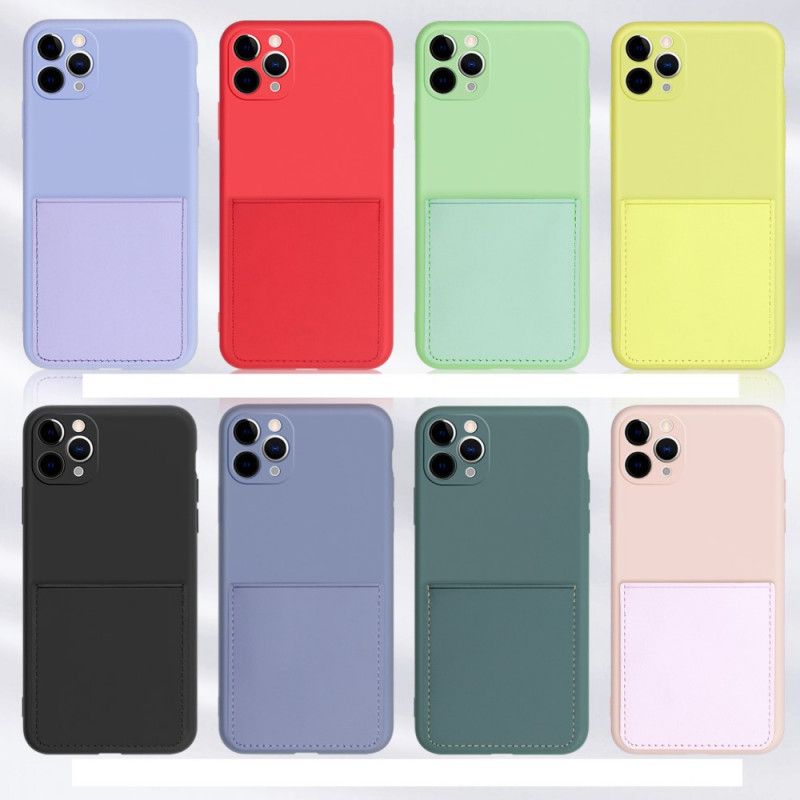 Etui iPhone 11 Pro Czerwony Czarny Etui Na Karty Z Silikonu I Imitacji Skóry