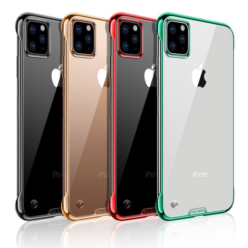 Etui iPhone 11 Pro Czerwony Czarny Przezroczysta Sulada I Efekt Metalu Etui Ochronne