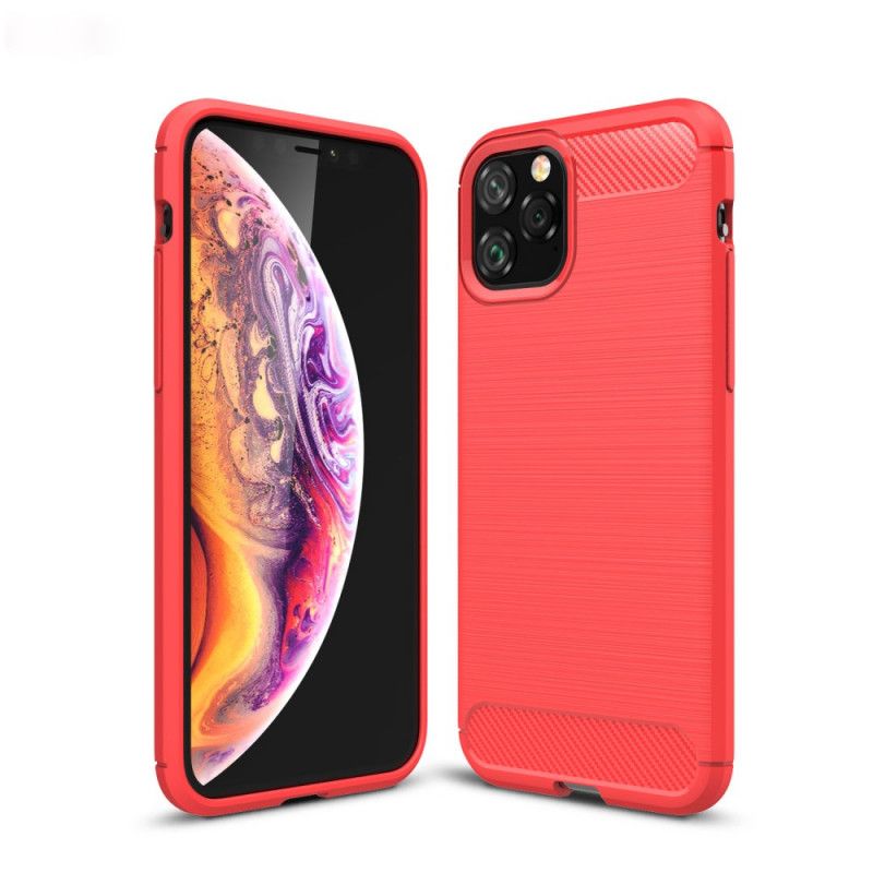 Etui iPhone 11 Pro Czerwony Czarny Szczotkowane Włókno Węglowe